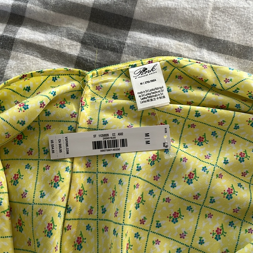 Victorias Secret Pink sun dress, yellow sun dress, satin sun dress, mini dress - Picture 6 of 7